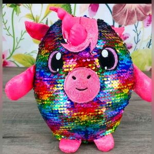 Shimmeez Reversible Sequin Plush Pet Flippy Unicorn Multi-Color rainbow